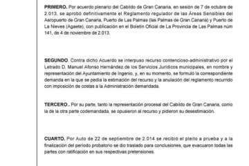 Sentencia del TSJC sobre el área sensible de Gando (Foto TA)