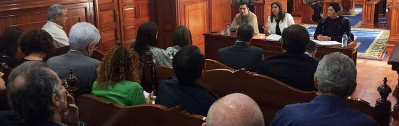 Imagen del encuentro celebrado esta mañana en el Salón de Plenos (Foto TA)