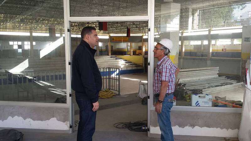 Imagen de las obras en el interior del pabellón Juan Carlos Hernández (Foto TA)