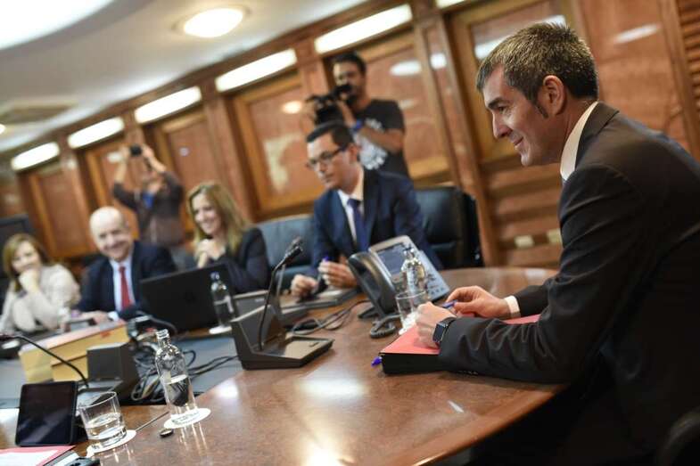 Clavijo y Rodríguez, en el primer Consejo de Gobierno juntos (Foto TA)