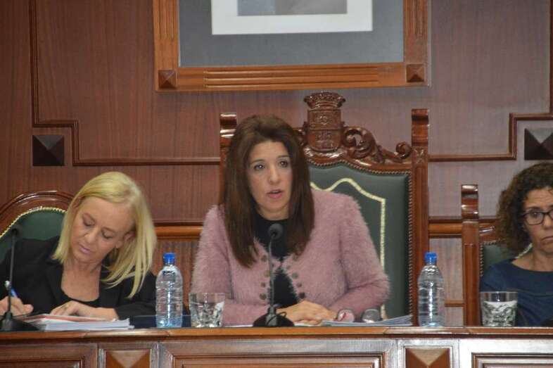 La alcaldesa Carmen Hernández, este viernes, durante la sesión plenaria ordinaria del mes de enero (Foto TA)