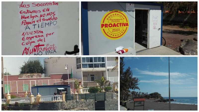 Carteles, puestos sin montar y mástiles sin banderas (Foto TA)