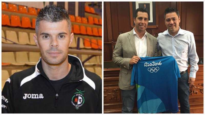 Carmelo Hernández y el portavoz del PSOE, Alejandro Ramos, con el árbitro internacional Óscar Raluy (Foto TA)