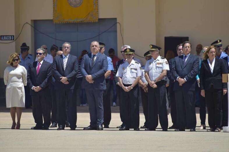Jesús García Aller, Félix Ramos y el concejal teldense Juan Martel, este mediodía en Gando junto a Rafael Caballero, concejal de Ingenio (Foto TA)