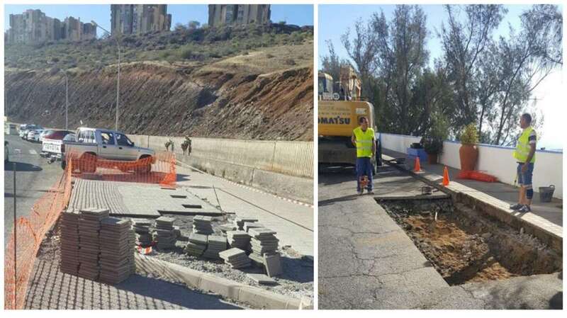 Obras de marquesinas de Caserones Altos y Valle de Jinámar (Foto TA)