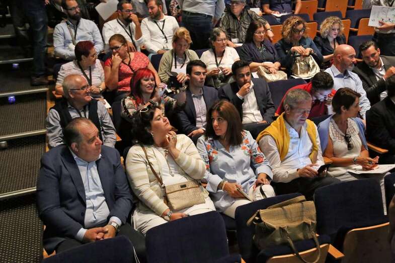 Carmen Hernández, Juan Martel y Celeste López, ayer en el V Congreso Insular de CCC de Gran Canaria (Foto Acfi Press)