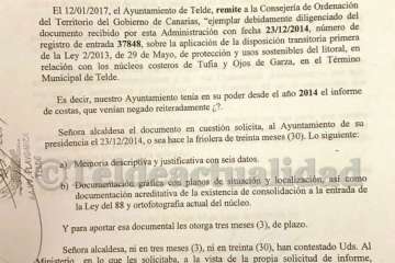 Escrito presentado este viernes por Playgarza en el Ayuntamiento de Telde (Foto TA)
