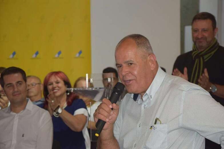 Juan Monzón, esta mañana, en el acto de CC en Telde (Foto TA)