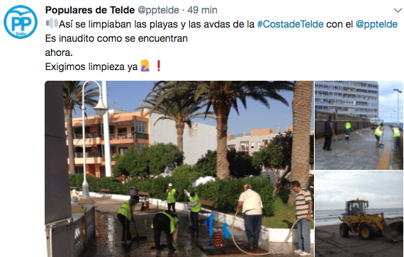 El PP de Telde ha recurrido a la red social Twitter para reprochar al Gobierno local su gestión en Limpieza (Foto TA)