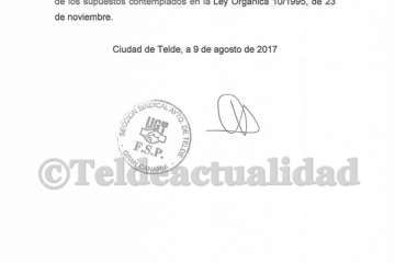 Escrito presentado por UGT en el Registro Municipal.