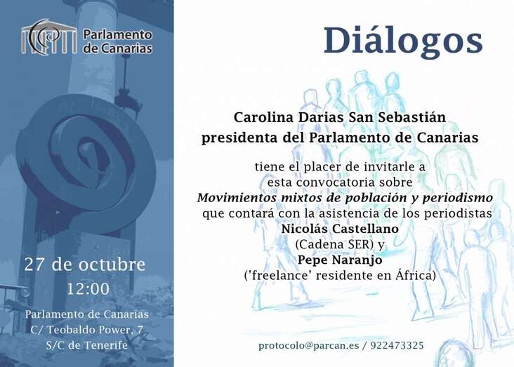 Cartel del acto de hoy en el Parlamento de Canarias (Foto TA)