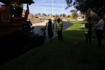 Obras de reasfaltado entre Melenara y Salinetas (Foto TA)