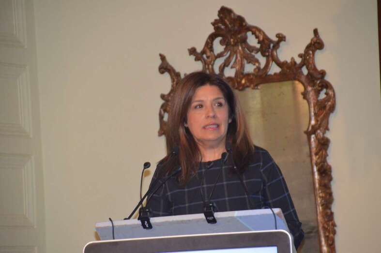 La alcaldesa, ayer en el Foro de Editorial Prensa Ibérica (Foto TA)