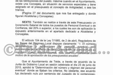 Reclamación de UGT contra el presupuesto municipal de Telde para 2018 (Foto TA)