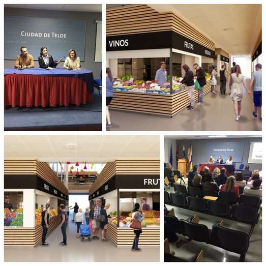 Collage con imágenes de la presentación del proyecto y de infografías de cómo quedará el mercado (Foto TA)