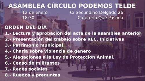 Convocatoria de la asamblea del Círculo de Podemos de Telde (Foto TA)