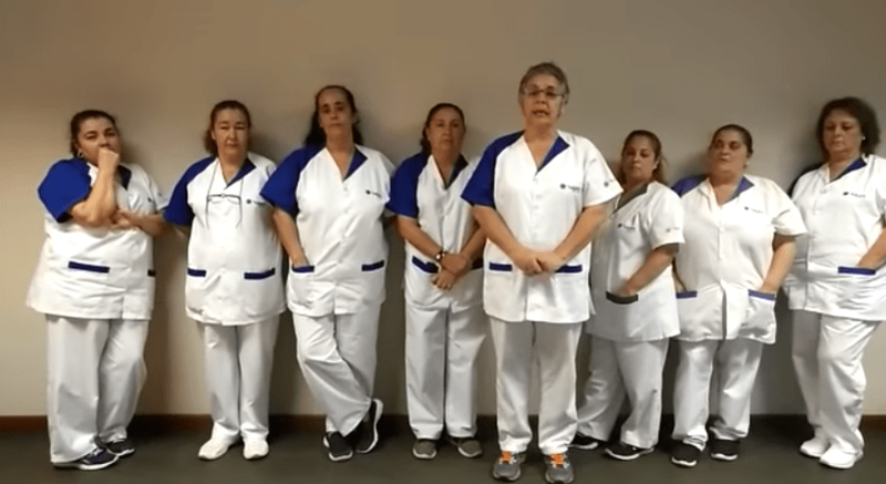 Las nueve trabajadoras que atienden la limpieza en los juzgados de Telde, en una imagen de archivo (Foto TA)