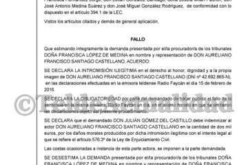 Sentencia condenatoria del empresario Julián Gómez del Castillo (Foto TA)