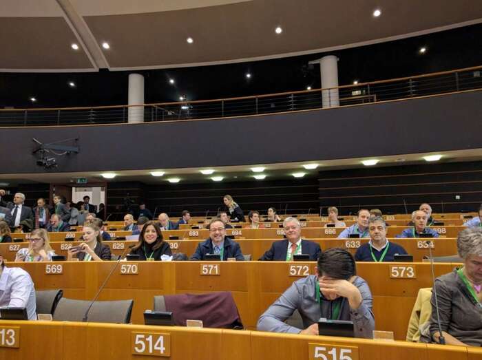 La alcaldesa de Telde, en el Parlamento Europeo, la pasada semana (Foto TA)