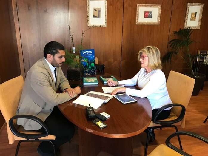 Abraham Santana e Inma Medina, durante el encuentro de este miércoles (Foto TA)