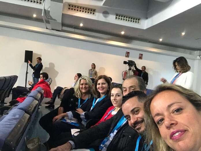 Miembros de la representación del PP de Telde en la Escuela de Invierno con Rajoy (Foto TA)