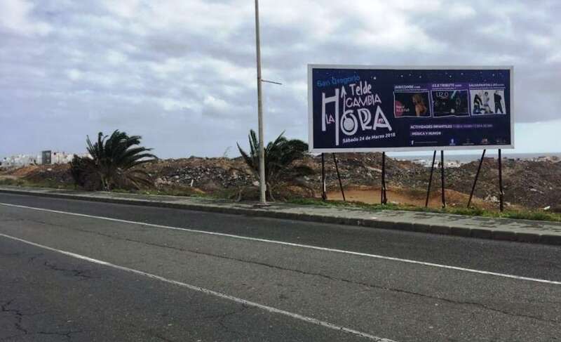 Valla publicitaria de La Mareta con publicidad de un evento organizado por el Ayuntamiento de Telde (Foto Gaumet Florido)