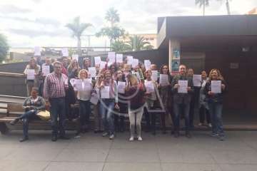 Protesta en Telde de los funcionarios de Justicia contra la reforma de destinos (Foto TA)