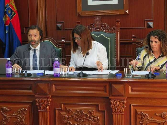 La alcaldesa de Telde, Carmen Hernández (c), durante el Pleno de este miércoles (Foto TA)