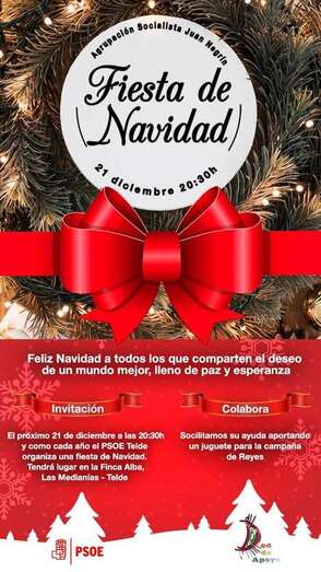 Cartel de invitación de la fiesta navideña del PSOE de Telde (Foto TA)