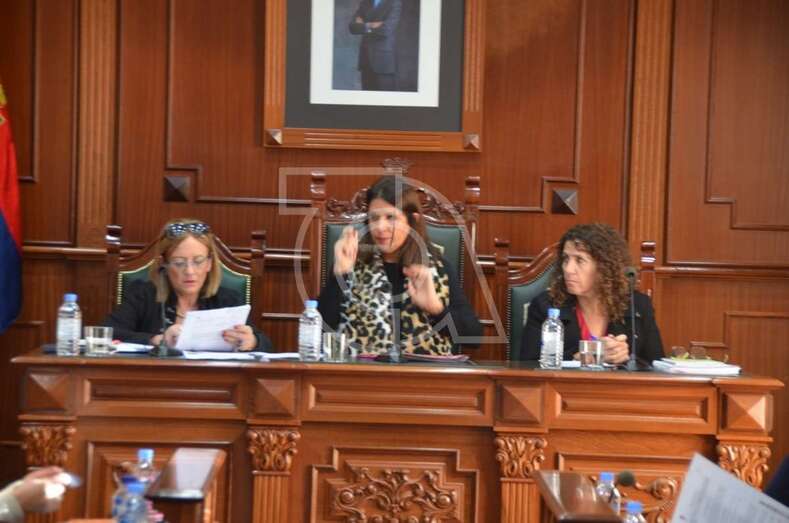 La alcaldesa Carmen Hernández, en el Pleno de este viernes (Foto TA)