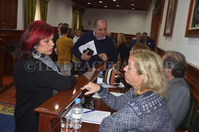 Concejales del Gobierno y la oposición conversan antes del inicio del Pleno (Foto TA)