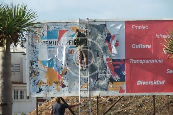 El PSOE de Telde retira la valla denunciada ante la Junta Electoral (Foto TA)