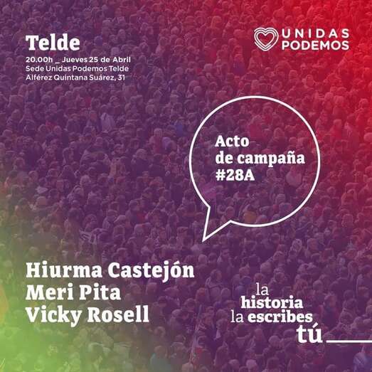 Cartel del mitin político de Unidas Podemos (Foto TA)