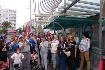 Los inquilinos de Visocan en Telde y de la RSP de Jinámar, en la protesta capitalina del Primero de Mayo (Foto TA)