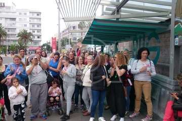 Los inquilinos de Visocan en Telde y de la RSP de Jinámar, en la protesta capitalina del Primero de Mayo (Foto TA)