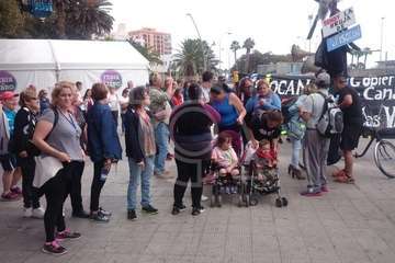 Los inquilinos de Visocan en Telde y de la RSP de Jinámar, en la protesta capitalina del Primero de Mayo (Foto TA)