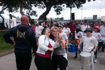 Los inquilinos de Visocan en Telde y de la RSP de Jinámar, en la protesta capitalina del Primero de Mayo (Foto TA)