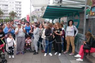 Los inquilinos de Visocan en Telde y de la RSP de Jinámar, en la protesta capitalina del Primero de Mayo (Foto TA)
