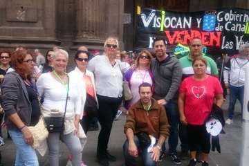 Los inquilinos de Visocan en Telde y de la RSP de Jinámar, en la protesta capitalina del Primero de Mayo (Foto TA)