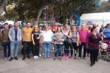 Los inquilinos de Visocan en Telde y de la RSP de Jinámar, en la protesta capitalina del Primero de Mayo (Foto TA)