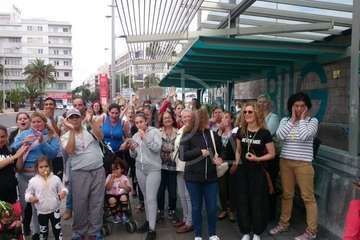 Los inquilinos de Visocan en Telde y de la RSP de Jinámar, en la protesta capitalina del Primero de Mayo (Foto TA)