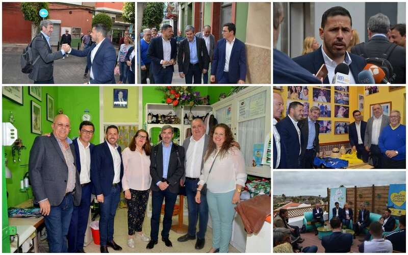 Clavijo con otros candidatos de CC durante su visita a Telde este jueves (Foto TA)