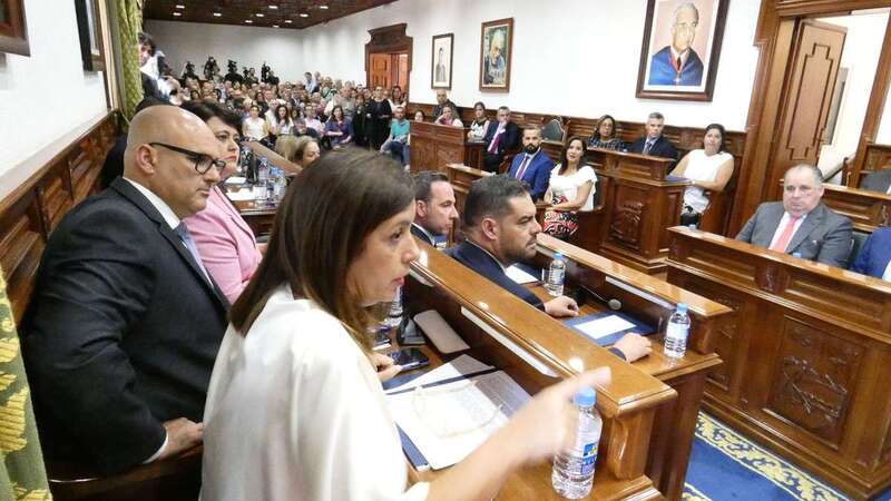 Carmen Hernández, junto al resto de concejales de NC en el Pleno de investidura (Foto Acfi Press)