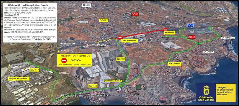 Los conductores se tendrán que desviar hacia el vial costero o la Avenida del Cabildo (Foto TA)