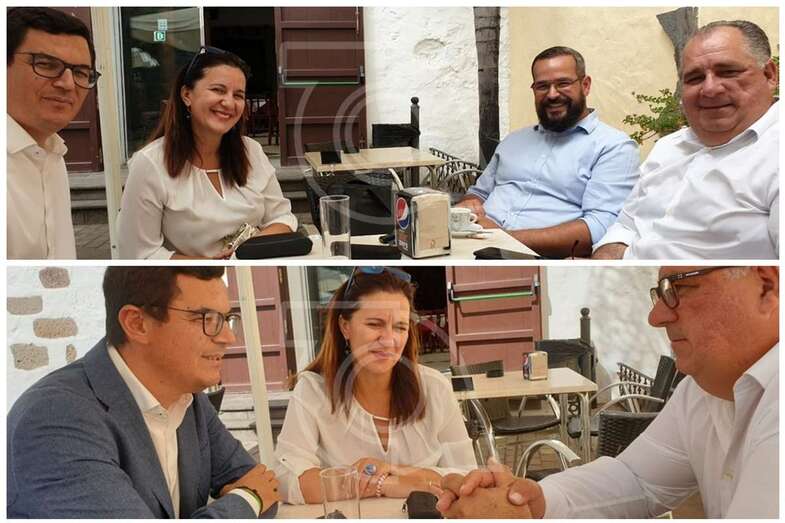Pablo Rodríguez, el alcalde en funciones, Juan Martel, y los ediles Lidia Mejías y Jonay López (Foto TA)