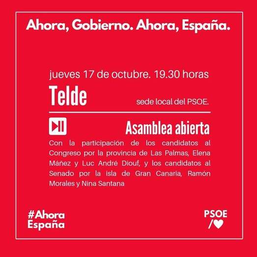 Cartel anunciado del acto preelectoral en el PSOE de Telde (Foto TA)