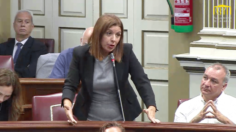 Carmen Hernández, este miércoles en el Parlamento canario (Foto TA)