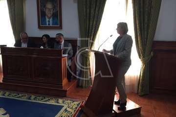 Lidia Blanco, presidenta de Adigran, leyó el manifiesto institucional sobre la diabetes en el Pleno de este jueves (Foto TA)