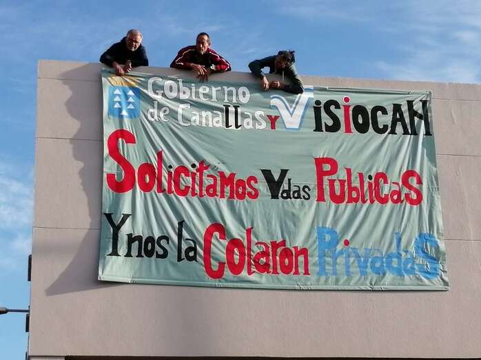 Protesta en Telde contra Visocan, la empresa pública de Vivienda del Gobierno de Canarias (Foto TA)