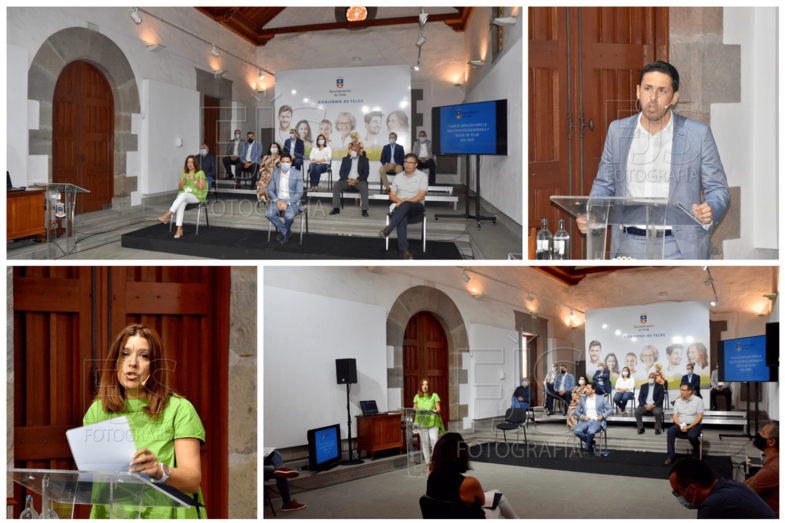 Diferentes momentos de la presentación del Plan de Reactivación Económica y Social de Telde (Foto Francisco Javier Santana)